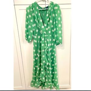 Green and White Polka dot dress